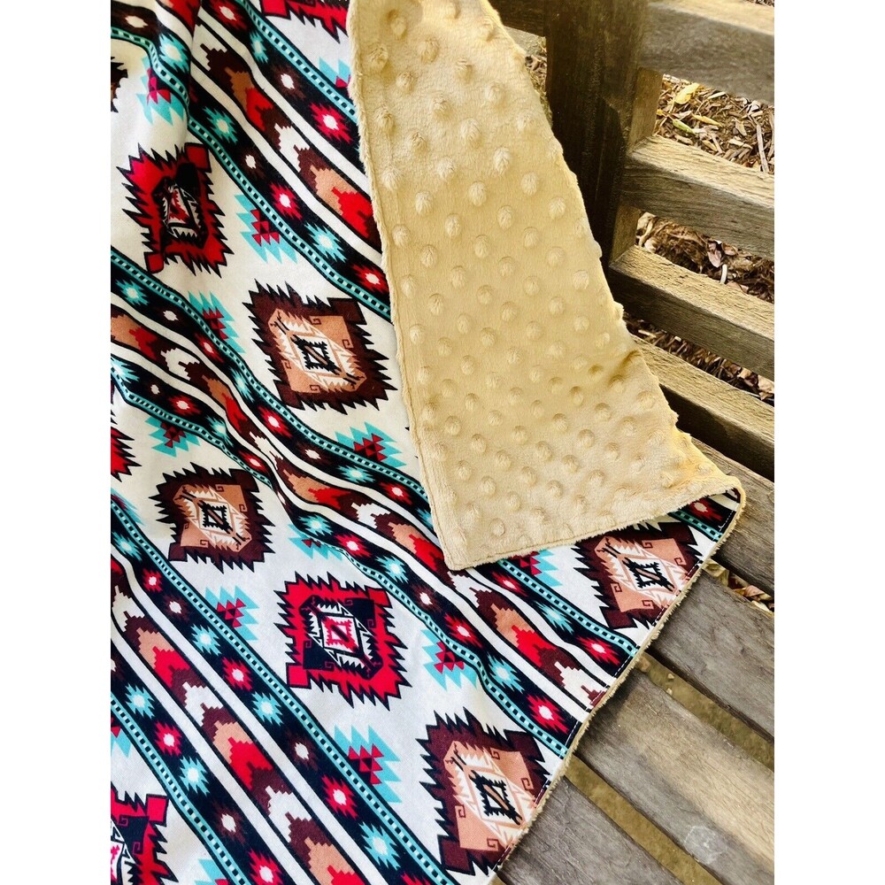 Aztec Baby Boy Girl Blanket Soft flannel And Minky fabric Double sided Handmade